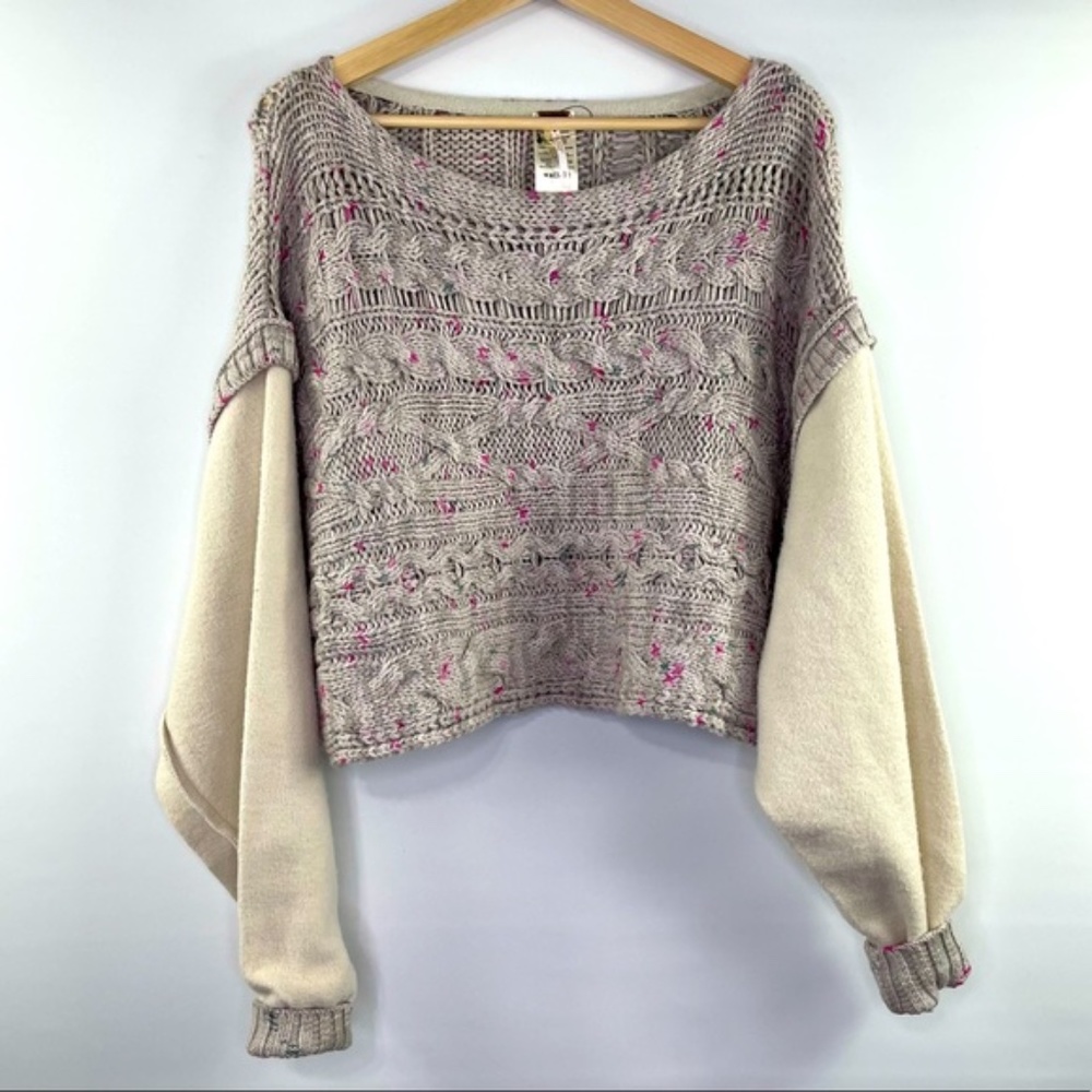 NWT Free People Sweater Honey Cable Pullover Multi Color Open Knit ~ Size Med - Picture 6 of 7